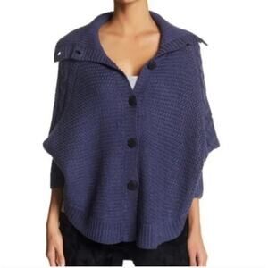 UGG Blue Poncho Shrug Cable Knit Cape Sweater // XS/S